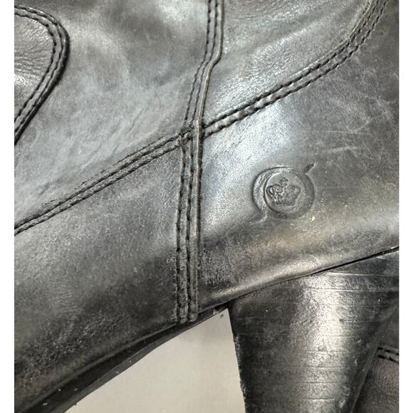 Vintage Y2K Born Black Soft Leather Zip Heeled Riding Boots Womens Sz 7.5 - Picture 8 of 12